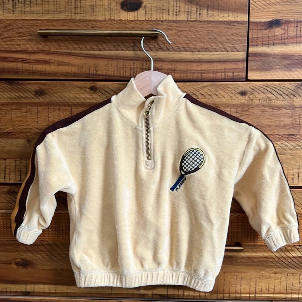 Mini Rodini Tennis Embroidered Half Zip Sweatshirt & Sweatpants Set 1.5-3 YRS